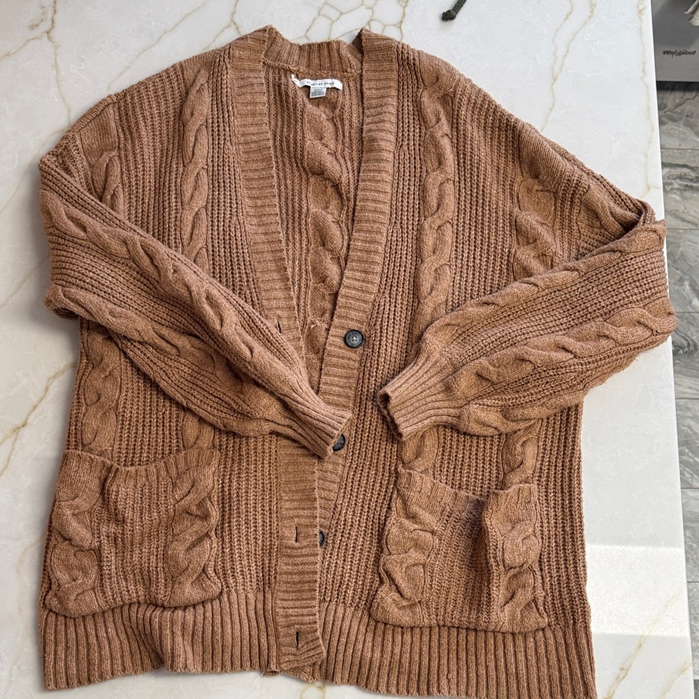 American Eagle Outfitters Cable Knit Cardigan - Tan